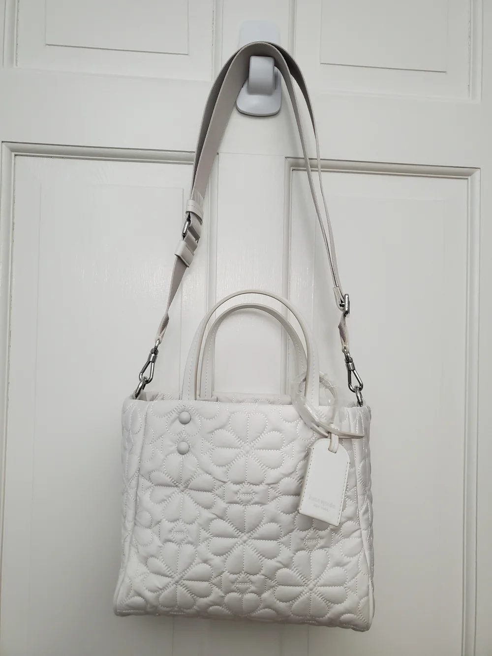 kate spade Tilly White Quilted Small Tote Bag with Detachable Strap. NWT.